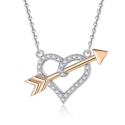 YASVITTI OEM ODM 925 Sterling Silver Cupid Necklace Rose Gold Plated Heart Arrows Necklace For Lover Gift (Κεραυνός Ασημένιος Κουπινός Κολιέ Ροζ Χρυσόχρυσο Κεραυνό Χρυσόχρυσο Κεραυνό για Εραστή)