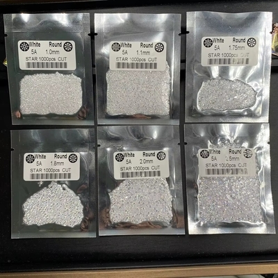 5Α ποιότητα 1000pcs/bag 1mm - 3.0mm πέτρα πετράδια λευκό κυβικό ζιρκόνια για κοσμήματα
