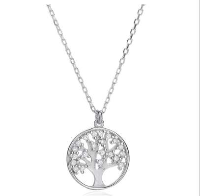 OEM Sterling Silver Tree Of Life Necklace Pendant με AAAA Κουβικό Ζιρκόνιο