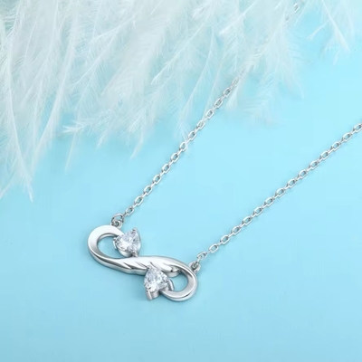YASVITTI 925 Sterling Silver Infinity Heart Necklace Υψηλής ποιότητας Κουβικό Ζιρκόν