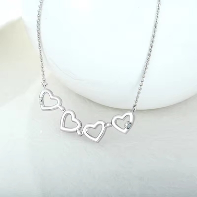YASVITTI Custom Ρομαντικό Μαγνητικό Κλόβερ Κολιέ OEM Charm 925 Sterling Silver Dainty Heart Τέσσερα φύλλα Κλόβερ Κολιέ
