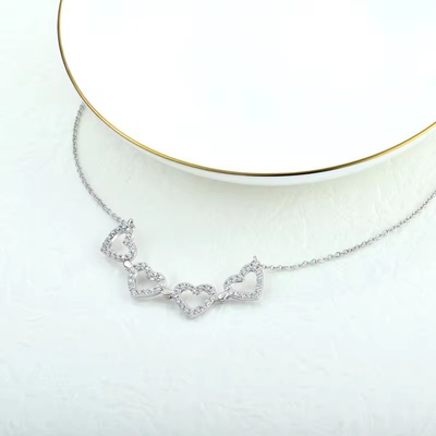 YASVITTI Custom Ρομαντικό Μαγνητικό Κλόβερ Κολιέ OEM Charm 925 Sterling Silver Dainty Heart Τέσσερα φύλλα Κλόβερ Κολιέ