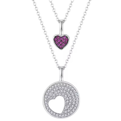 YASVITTI Ροδίου επιχρισμένο CZ Γυναίκες 925 Sterling Silver Ζιρκόν Κοσμήματα εξατομικευμένα Ρομαντικό Ροζ Καρδιά Μαντάρι Κολιέ