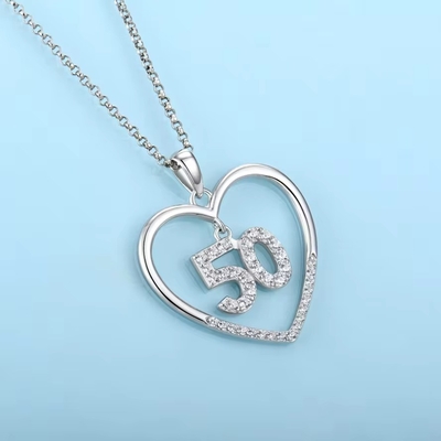 YASVITTI Custom Fashion 925 Sterling Silver Heart Necklace αριθμός 50 και 30 Κεραυνός Κεραυνός Wholesale
