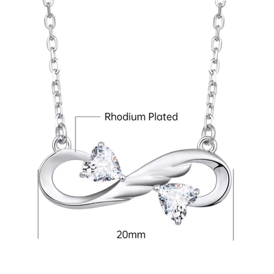 YASVITTI 925 Sterling Silver Infinity Heart Necklace Heart Cubic Zircon Luxury Women Necklace Κοσμήματα Χρυσό αργυρό