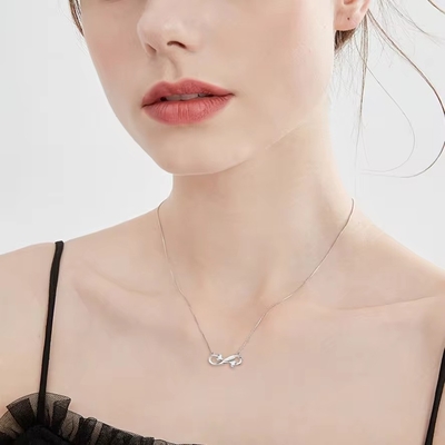 YASVITTI 925 Sterling Silver Infinity Heart Necklace Heart Cubic Zircon Luxury Women Necklace Κοσμήματα Χρυσό αργυρό