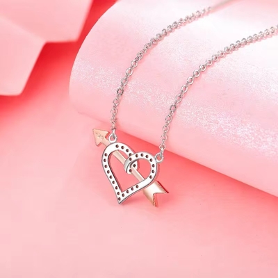 YASVITTI OEM ODM υψηλής ποιότητας 925 Sterling Silver Cupid Necklace Rose Gold Plated Heart Arrows Necklace For Lover Gift (Περιλαμμένο Χρυσό Χρυσό Χρυσό Χρυσό Χρυσό Χρυσό Χρυσό Χρυσό Χρυσό)