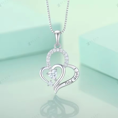 YASVITTI I Love You Heart Pendant Necklace Πολυχρωματικό Κουβικό Καρδιά Ζιρκόνια Λούξυ Ασημένιο 925 Καρδιά Necklace Κοσμήματα