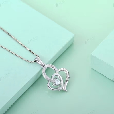 YASVITTI I Love You Heart Pendant Necklace Πολυχρωματικό Κουβικό Καρδιά Ζιρκόνια Λούξυ Ασημένιο 925 Καρδιά Necklace Κοσμήματα