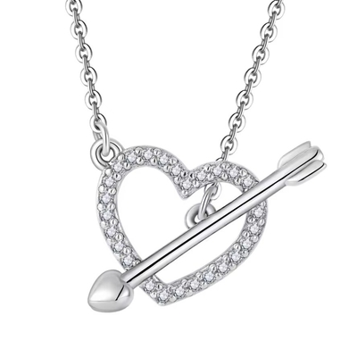 YASVITTI 925 Sterling Silver γυναικείο περιδέραιο &quot;Ένα βέλος μέσα από την καρδιά&quot; Zircon πέτρα Εορταστικό δώρο του Αγίου Βαλεντίνου