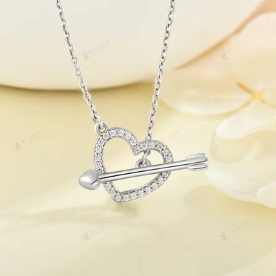 YASVITTI 925 Sterling Silver γυναικείο περιδέραιο &quot;Ένα βέλος μέσα από την καρδιά&quot; Zircon πέτρα Εορταστικό δώρο του Αγίου Βαλεντίνου
