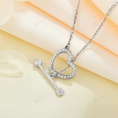 YASVITTI 925 Sterling Silver γυναικείο περιδέραιο &quot;Ένα βέλος μέσα από την καρδιά&quot; Zircon πέτρα Εορταστικό δώρο του Αγίου Βαλεντίνου