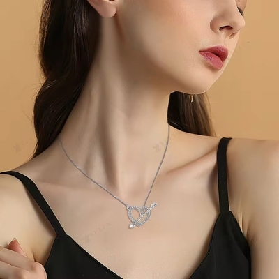 YASVITTI 925 Sterling Silver γυναικείο περιδέραιο &quot;Ένα βέλος μέσα από την καρδιά&quot; Zircon πέτρα Εορταστικό δώρο του Αγίου Βαλεντίνου