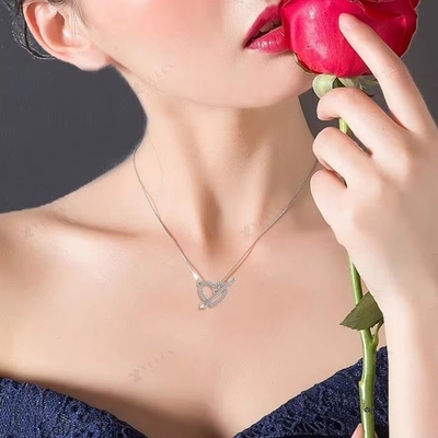 YASVITTI 925 Sterling Silver γυναικείο περιδέραιο &quot;Ένα βέλος μέσα από την καρδιά&quot; Zircon πέτρα Εορταστικό δώρο του Αγίου Βαλεντίνου