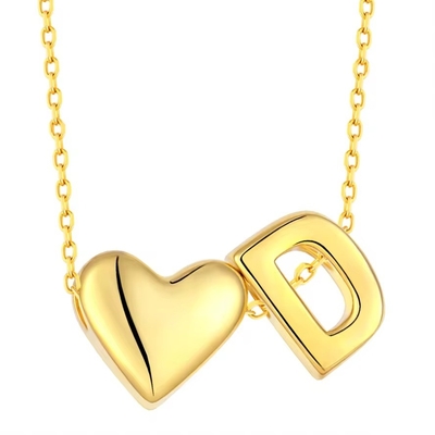 YASVITTI Προσαρμοσμένο 925 Sterling Silver Heart αρχικό περιδέραιο 18K Gold Plated Luxury Letter Heart Necklace για κορίτσια