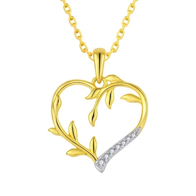YASVITTI Custom 18K Gold Plating Heart Leaf Pendant Necklace 925 Silver Fine Jewelry (Καλαμπερό 925 Χρυσό κοσμήματα)
