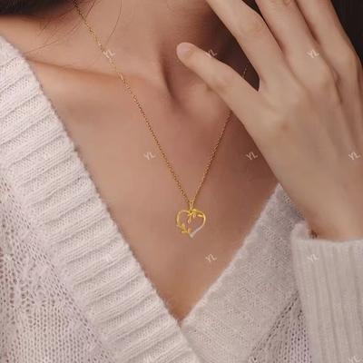 YASVITTI Custom 18K Gold Plating Heart Leaf Pendant Necklace 925 Silver Fine Jewelry (Καλαμπερό 925 Χρυσό κοσμήματα)