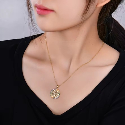YASVITTI 925 Sterling Silver Flower of Life Rainbow CZ Pendant Necklace Yoga and Meditation Necklace Κοσμήματα Χονδρικό