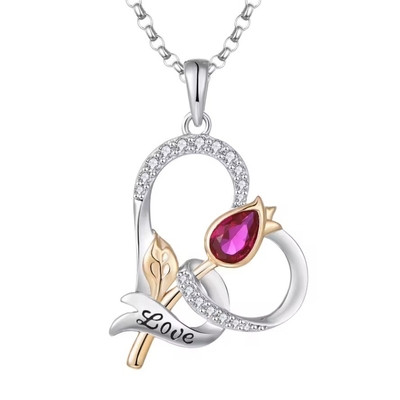 YASVITTI Custom Sterling Silver 925 Heart Rose Flower Necklace Classic Rose Gold Plated Bridesmaid Εμπορικό εργοστάσιο