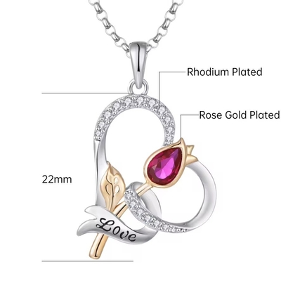 YASVITTI Custom Sterling Silver 925 Heart Rose Flower Necklace Classic Rose Gold Plated Bridesmaid Εμπορικό εργοστάσιο