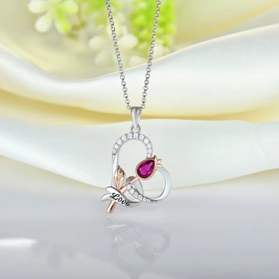 YASVITTI Custom Sterling Silver 925 Heart Rose Flower Necklace Classic Rose Gold Plated Bridesmaid Εμπορικό εργοστάσιο
