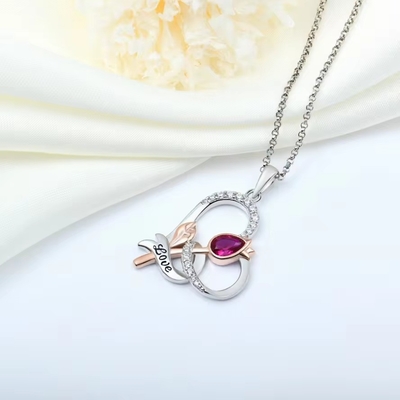 YASVITTI Custom Sterling Silver 925 Heart Rose Flower Necklace Classic Rose Gold Plated Bridesmaid Εμπορικό εργοστάσιο