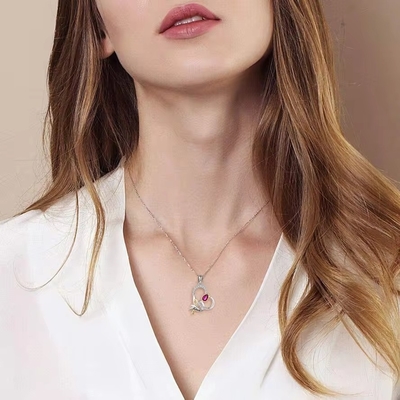 YASVITTI Custom Sterling Silver 925 Heart Rose Flower Necklace Classic Rose Gold Plated Bridesmaid Εμπορικό εργοστάσιο