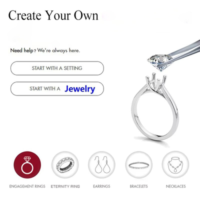 Λευκό Διαφανές Κοσμήματα Χρώμα Moissanite Καρδιά Αστέρι ακτινοβολία Δαχτυλίδια Κόψιμο