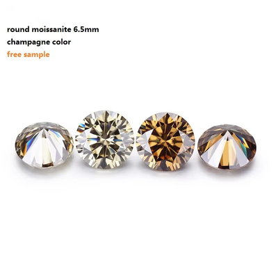 Για πάντα λαμπερό Moissanite διαμάντι 1 καράτι στρογγυλό διαμάντι κόψιμο Φωτεινό χρώμα σαμπάνια