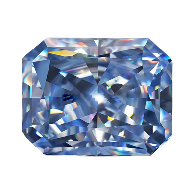 VVS 1ct Σπασμένο πάγο Radiant Cut Loose Moissanite Διαμάντι Μπλε Melee Moissanite