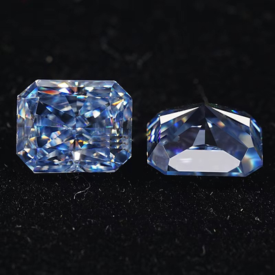 VVS 1ct Σπασμένο πάγο Radiant Cut Loose Moissanite Διαμάντι Μπλε Melee Moissanite