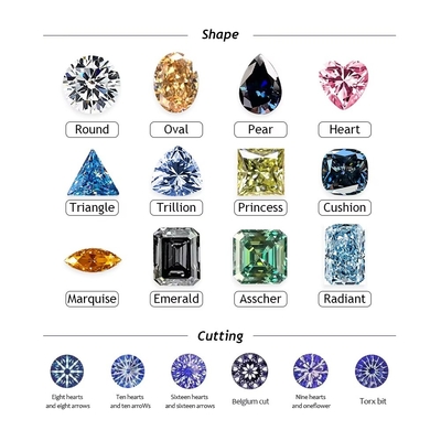 Οβάλ Brilliant Cut Loose Moissanite Διαμάντι 3*5mm-10*14mm Μικρό μέγεθος Για κατασκευή κοσμημάτων