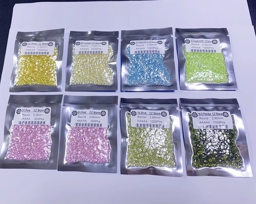 0.8mm 2mm 2.8mm Πράσινο Ροζ Μπλε Χρώμα Moissanite βαθμός 3A 5A Μικρό μέγεθος CZ Κουβικό Ζιρκόνια