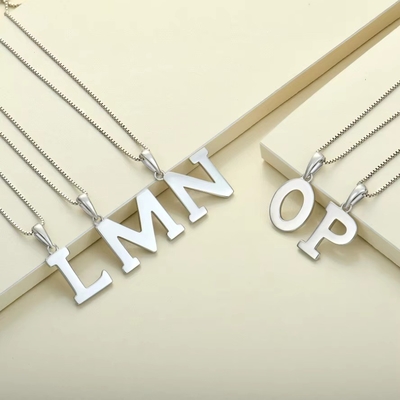 925 Sterling Silver Alphabet Letter Necklace Pendant Προσωποποιημένο αρχικό ξόρκι Κοσμήματα