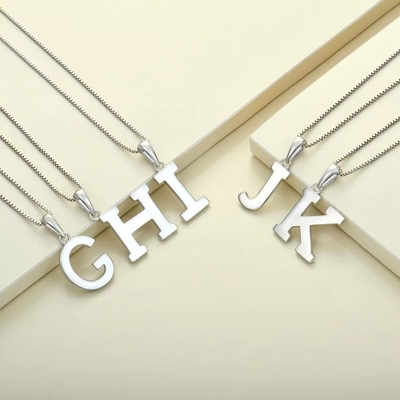 925 Sterling Silver Alphabet Letter Necklace Pendant Προσωποποιημένο αρχικό ξόρκι Κοσμήματα