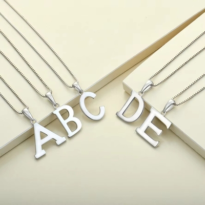 925 Sterling Silver Alphabet Letter Necklace Pendant Προσωποποιημένο αρχικό ξόρκι Κοσμήματα