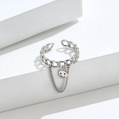 0.08CM 1.7g εξαιρετικό ασημένιο κοσμήματος δαχτυλίδι προσώπου χαμόγελου φεστιβάλ δαχτυλιδιών για άνδρες και για γυναίκες