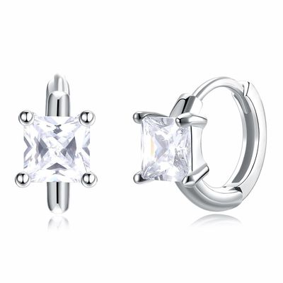 1.2cm 316L SS τετραγωνικά κυβικά Zirconia σκουλαρίκια στηριγμάτων σκουλαρικιών 3A CZ εξαιρετικά ασημένια