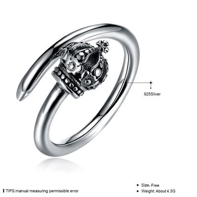 1.39g 17.3mm διαμορφωμένα κορώνα πραγματικά ασημένια δαχτυλίδια συστάδων Hypoallergenic δαχτυλιδιών αρραβώνων