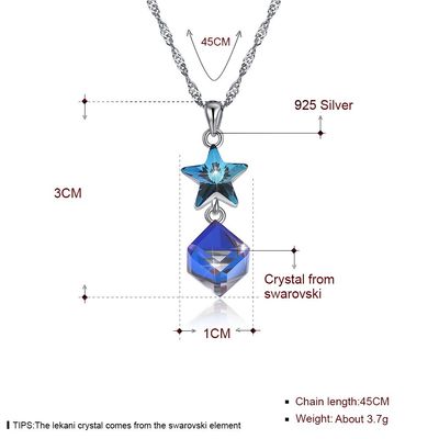 5A 3.7g 45cm κυβικό Zirconia αστεριών περιδεραίων περιδέραιο διαμαντιών ODM εξαιρετικό ασημένιο
