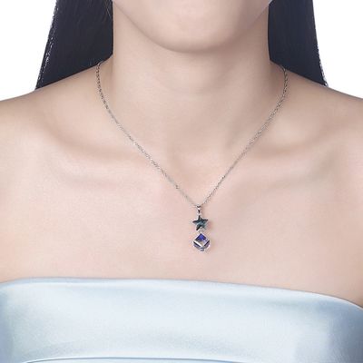 5A 3.7g 45cm κυβικό Zirconia αστεριών περιδεραίων περιδέραιο διαμαντιών ODM εξαιρετικό ασημένιο