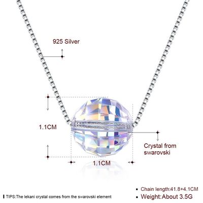 3.5g 17in εξαιρετικά ασημένια περιδέραια 8mm κοσμήματος περιδέραιο διαμαντιών κρυστάλλου αυγής σφαιρών