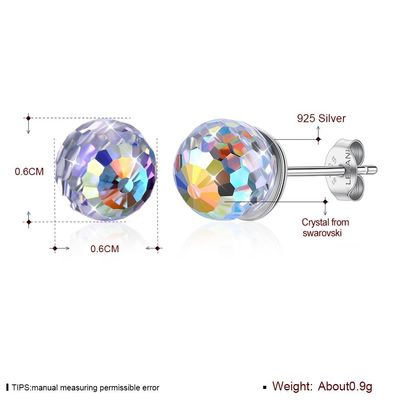 0.6X0.6cm 0,9 εξαιρετικό ασημένιο SGS σκουλαρικιών στηριγμάτων σφαιρών Birthstone σκουλαρικιών κοσμήματος γραμμαρίου
