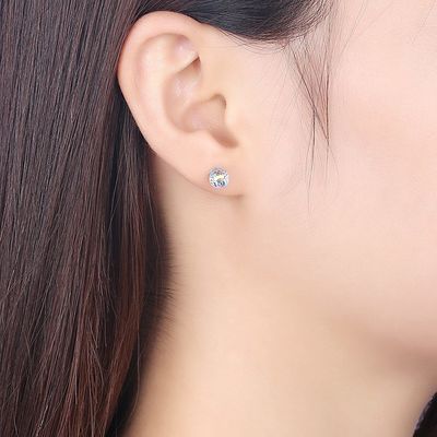 0.6X0.6cm 0,9 εξαιρετικό ασημένιο SGS σκουλαρικιών στηριγμάτων σφαιρών Birthstone σκουλαρικιών κοσμήματος γραμμαρίου