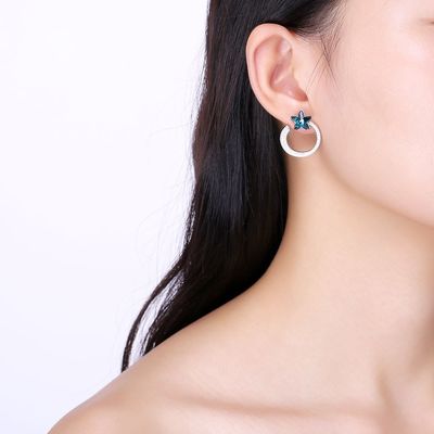 7.2g 2.6x2.1cm στερεά ασημένια σκουλαρίκια δώρων 5A CZ σκουλαρικιών στεφανών αστεριών