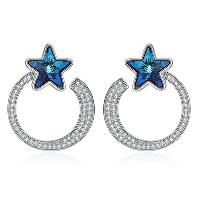 7.2g 2.6x2.1cm στερεά ασημένια σκουλαρίκια δώρων 5A CZ σκουλαρικιών στεφανών αστεριών