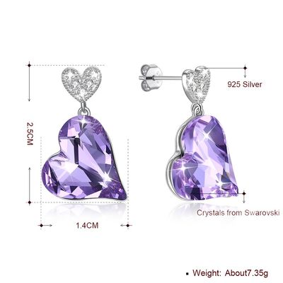σκουλαρίκια καρδιών 0.98x0.55in εξαιρετικά ασημένια