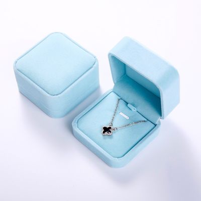έγγραφο κοσμήματος 2.8X3.3X1.4in 0.8gram που συσκευάζει τα ανακυκλωμένα μπλε κιβώτια κοσμήματος βελούδου χαρτοκιβωτίων
