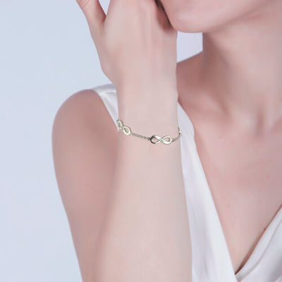 0.18oz 0.79cm στερεό 18k συνήθειας ασημένιο βραχιόλι απείρου βραχιολιών χρυσό τριπλό