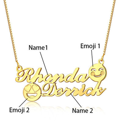1.8ft 0.07oz Emoji χρυσό περιδέραιο ονόματος περιδεραίων S925 αναμνηστικό αρχικό